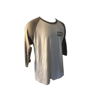 Men L American Apparel CVC Collection Logo Baseball Raglan Tee Shirt Top